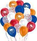 Geslaagd Ballonnen Pakket 48 stuks Rood, Wit, Blauw & Oranje met Lint – Geslaagd Versiering – Papieren Confetti – Partylove®